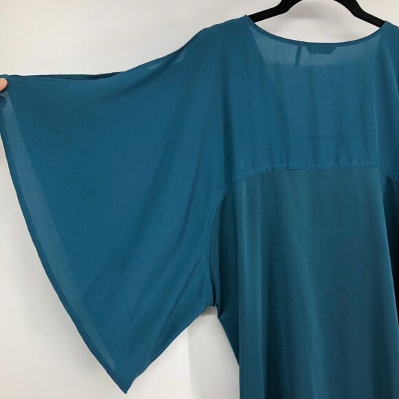 Guess by Marciano NWT Teal VNeck Drop Shoulder Mid Sleeve Oversized Tunic S - Picture 11 of 14